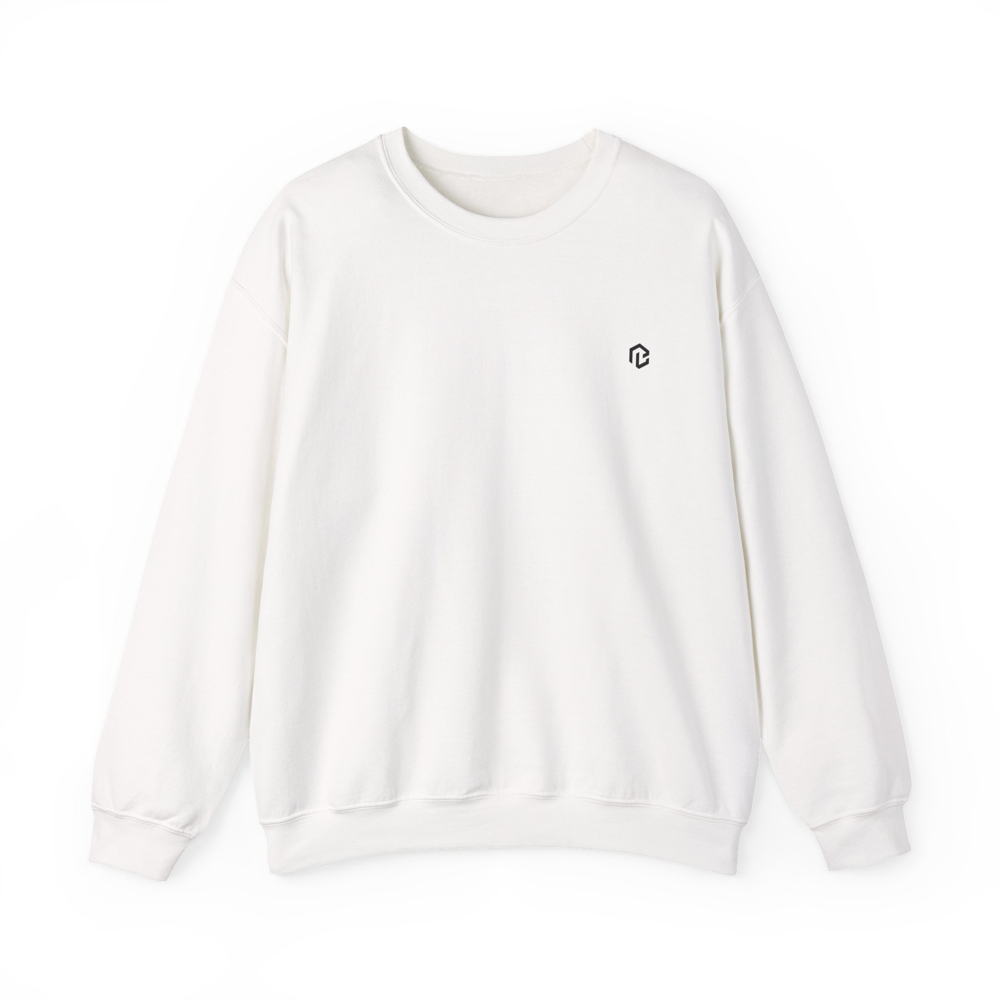 BB · Minimal White Crewneck Sweatshirt — Small Chest Logo Casual Pullover · Druck